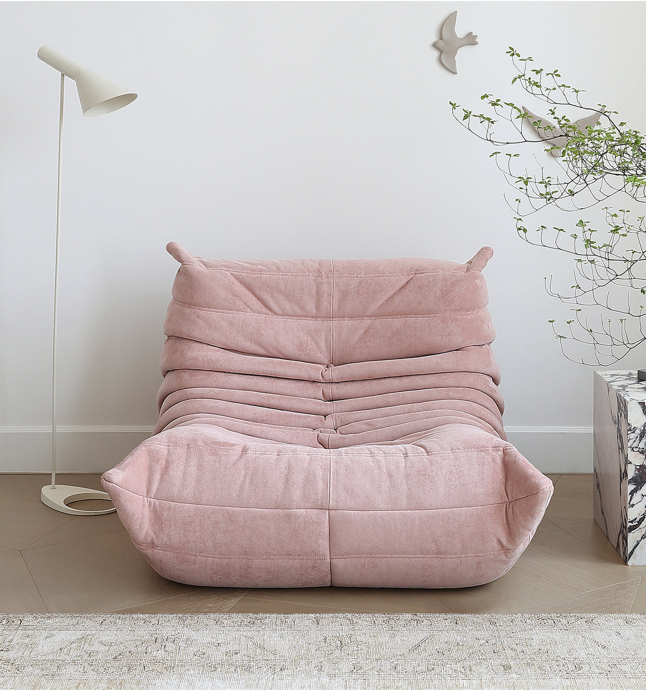 Girly pink single leisure chair minimalist designer modern minimalist ins style caterpillar lazy sofa