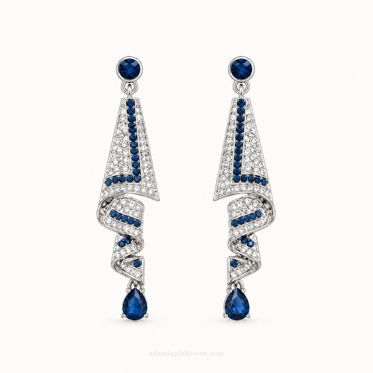 Blue Crystal Drop Earrings