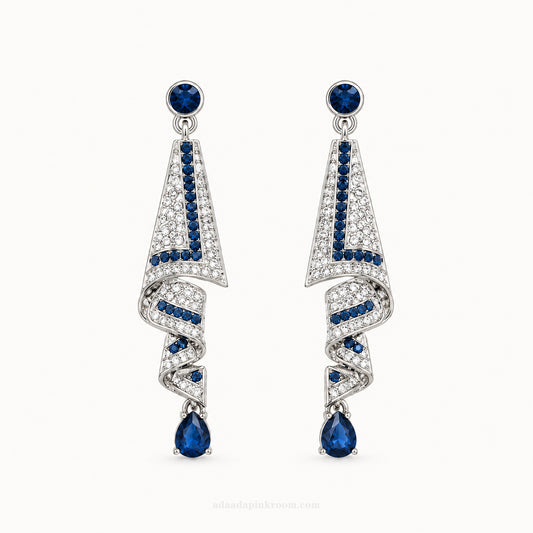 Blue Crystal Drop Earrings