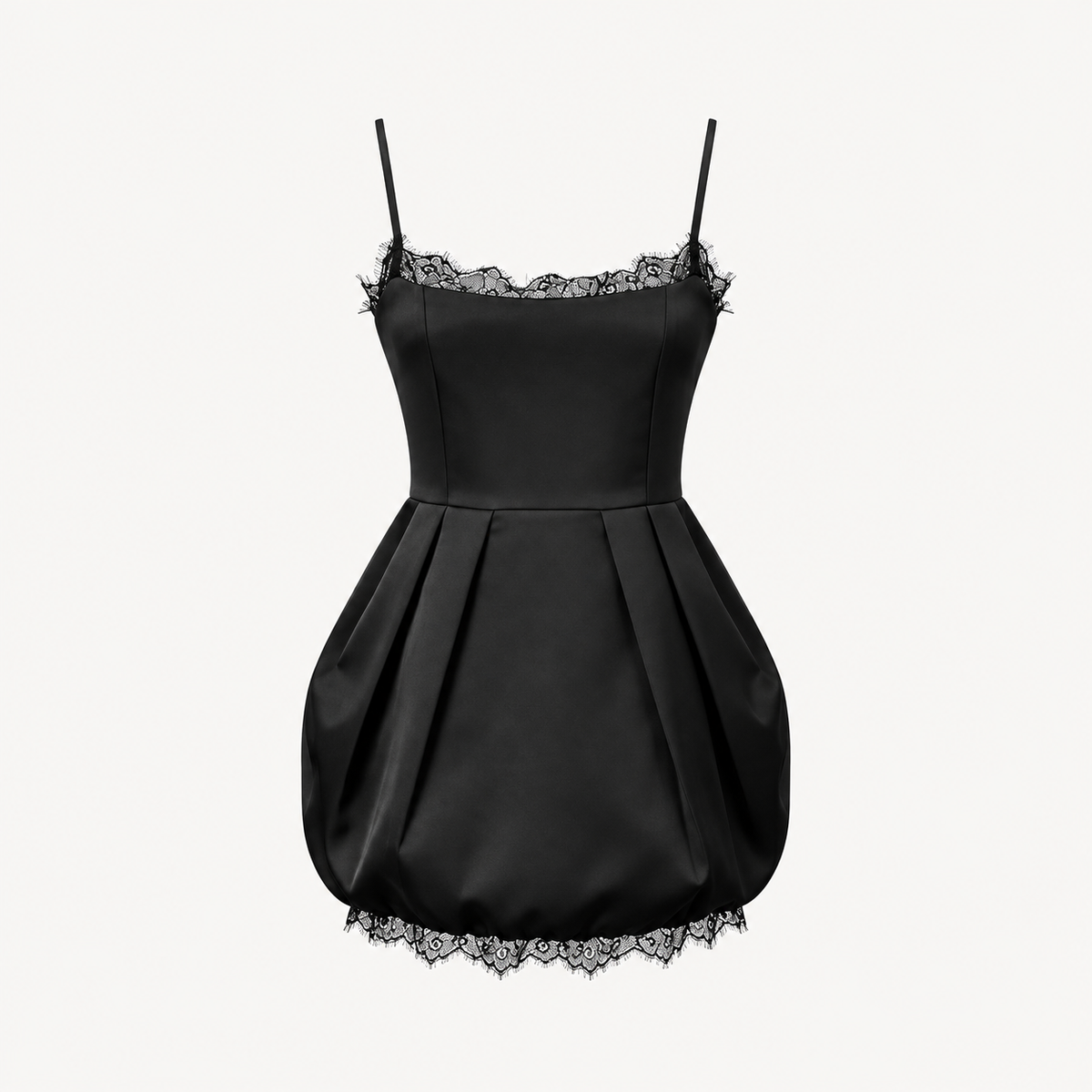 Lace Trim Bubble Mini Dress