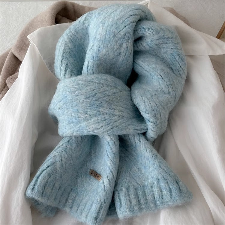 Wool blend knitted scarf