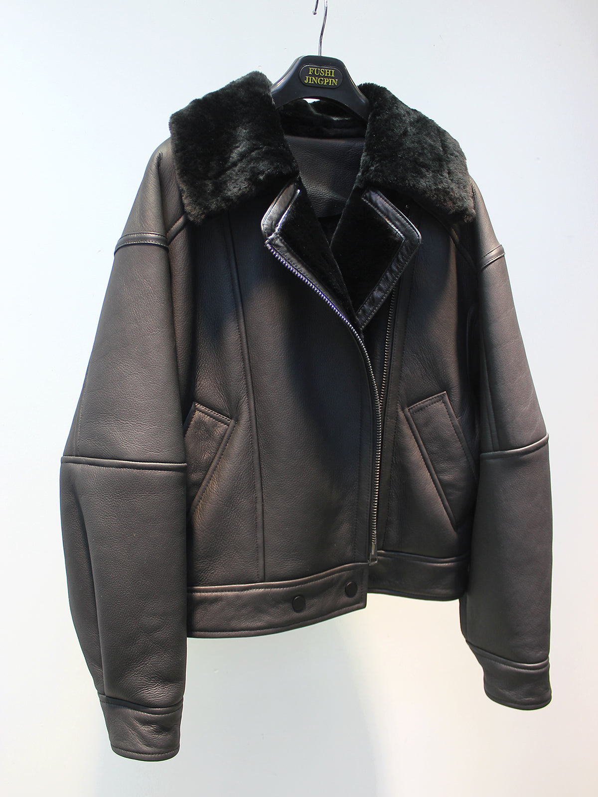 Shearling Fur Biker Jacket