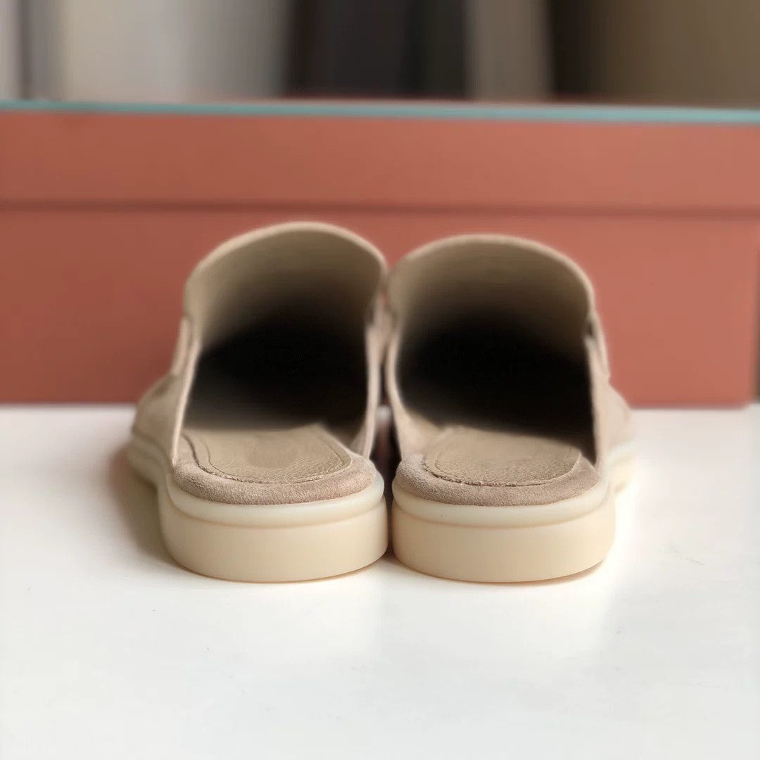 Genuine leather flat casual half-slipper loafers