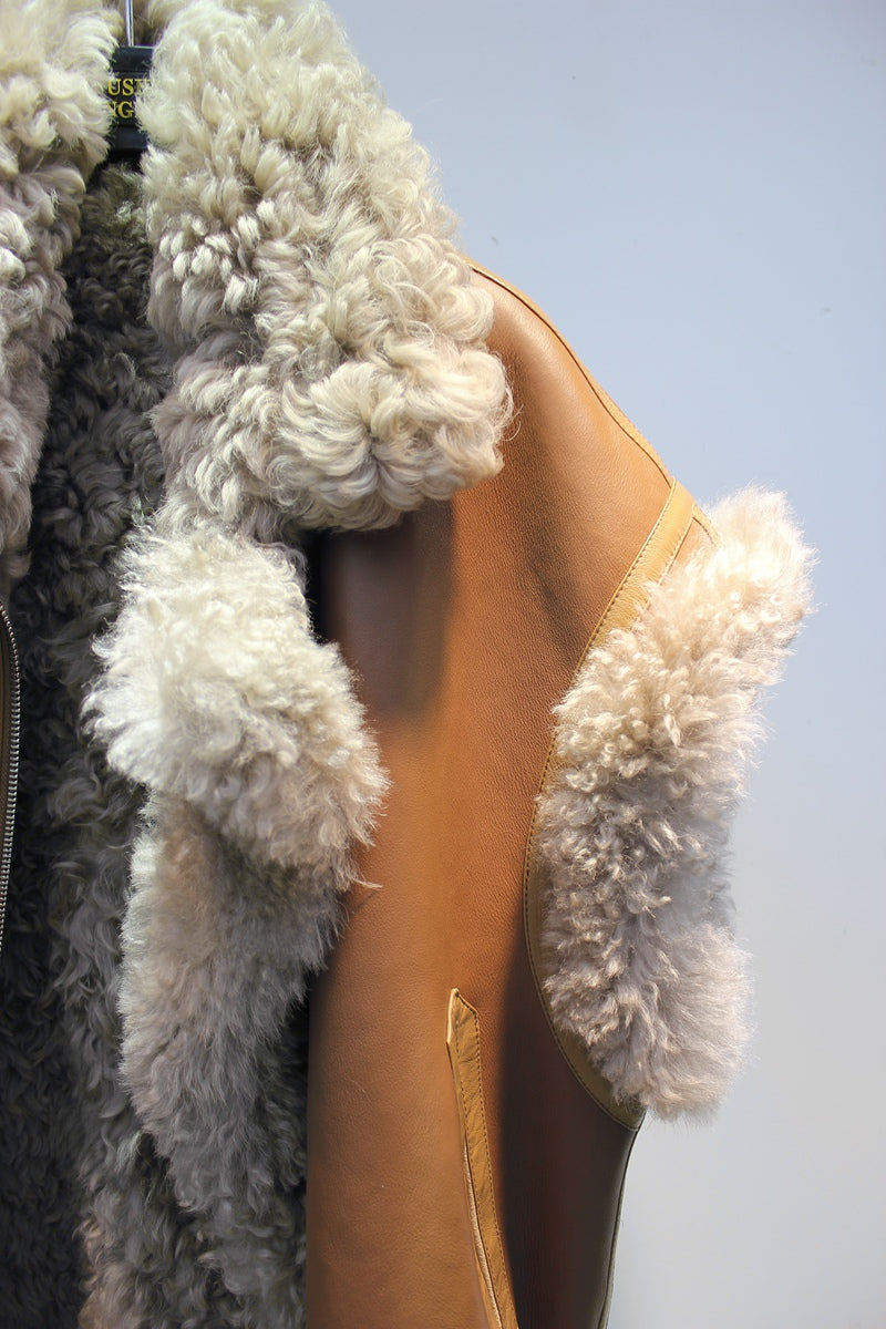 Lmported basa sheep fur all-in-one reversible fur vest jacket