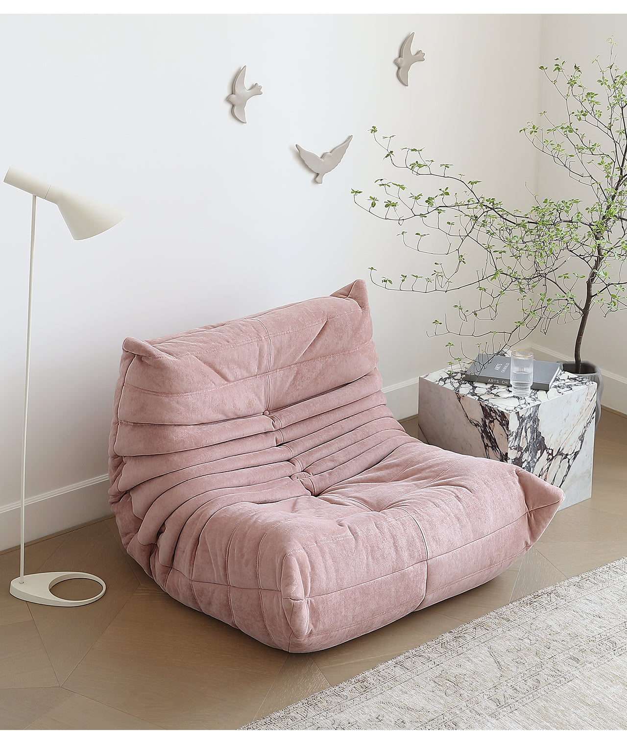 Girly pink single leisure chair minimalist designer modern minimalist ins style caterpillar lazy sofa