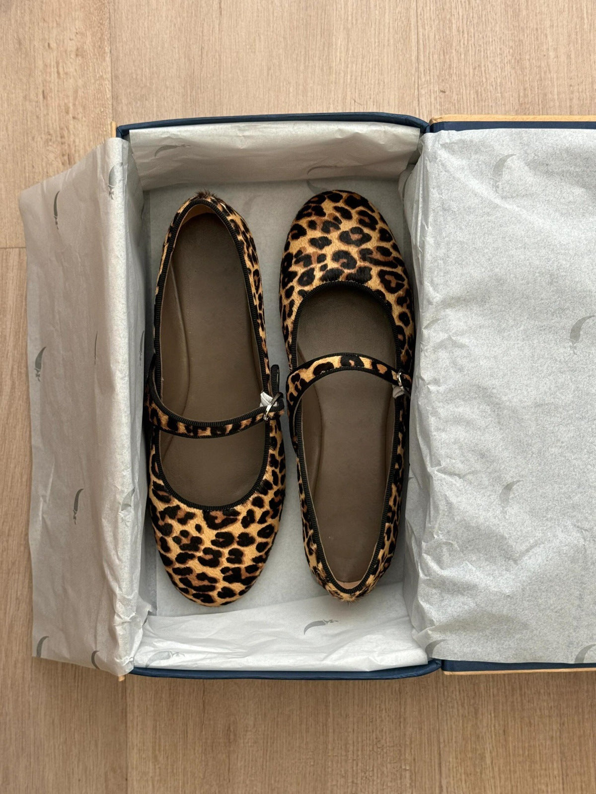 Lambskin Leather Leopard Mary Jane Shoes