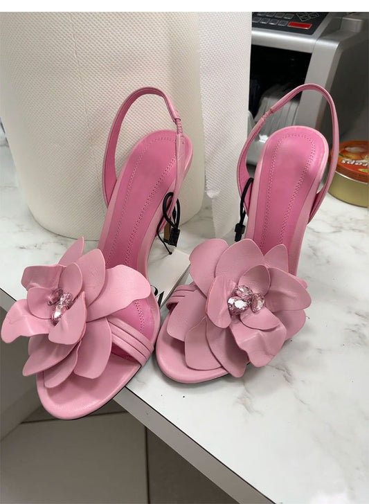 Elegant fairy open-toe rhinestone stiletto sandals