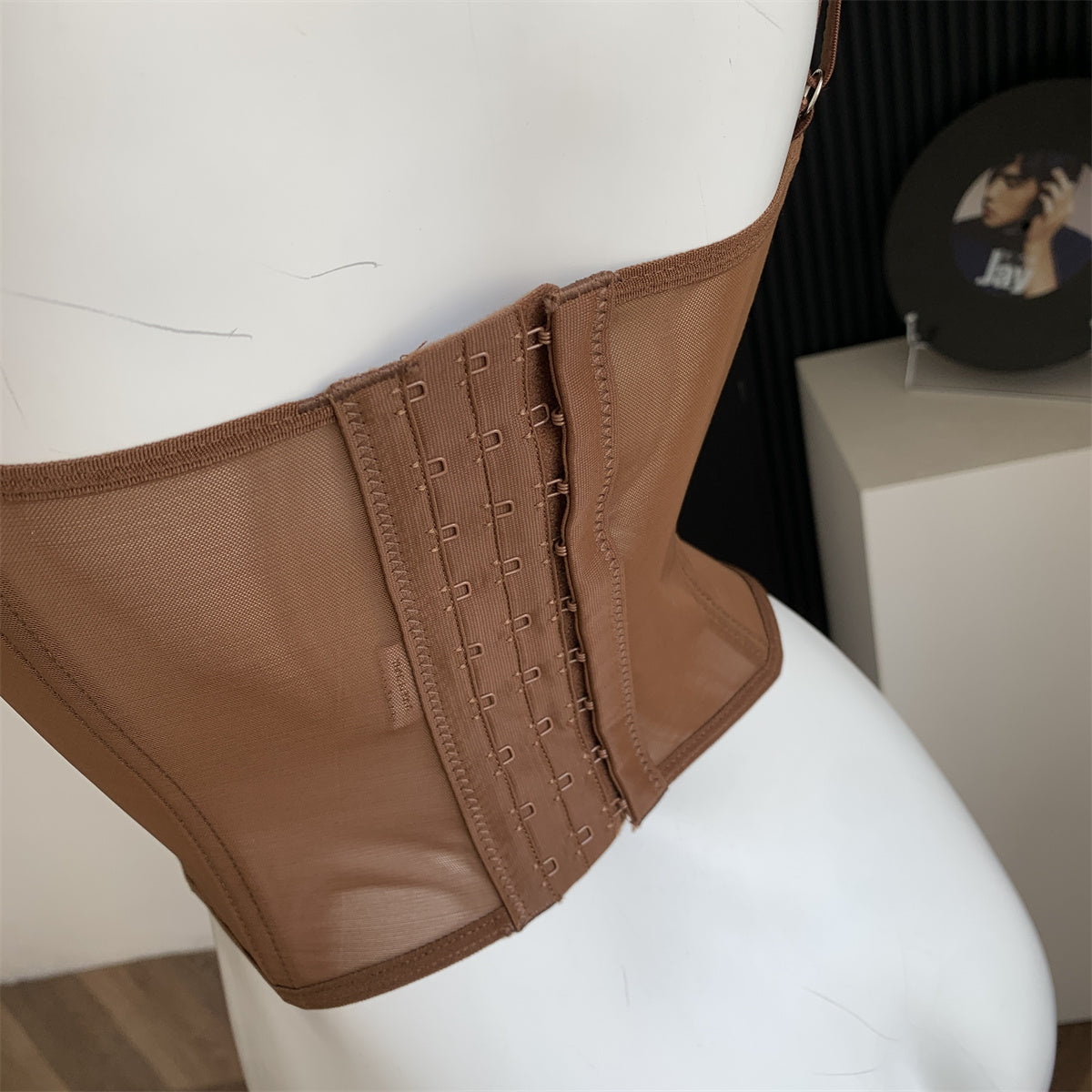 Lace embroidered herringbone camisole bra