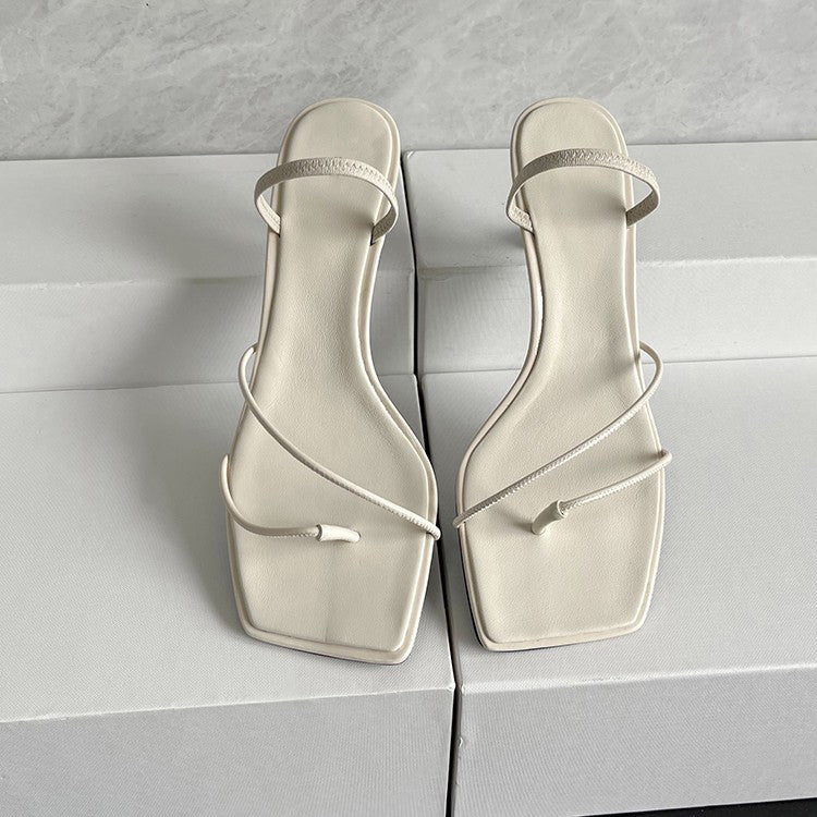 Square-toe thong sandals