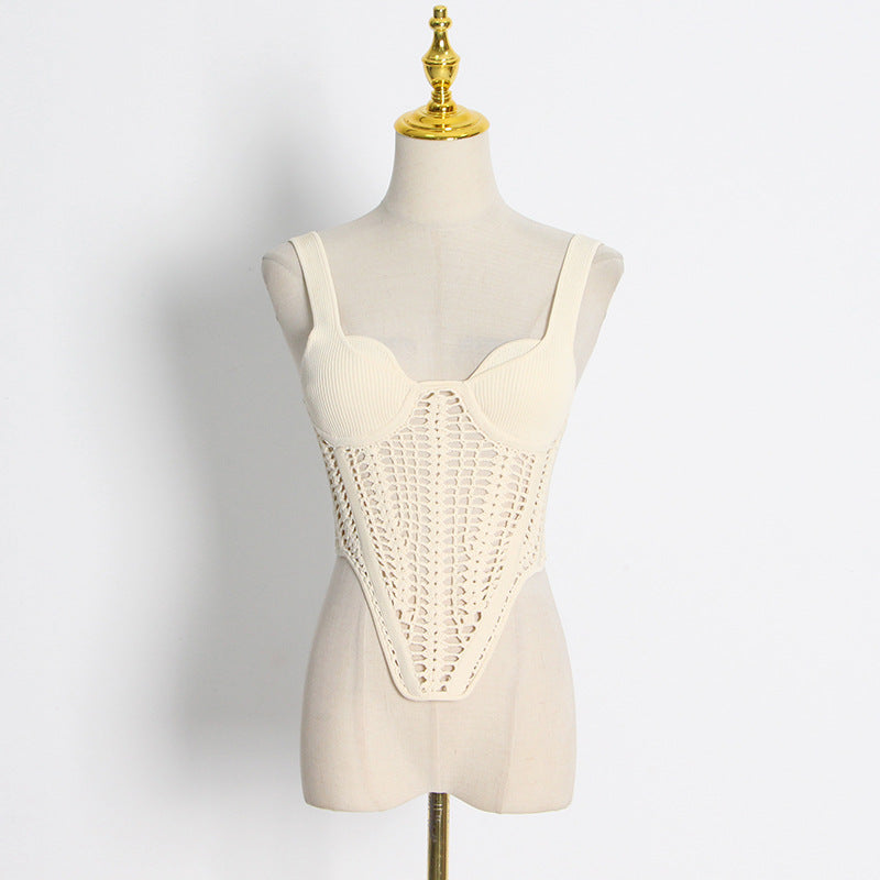 Fishbone corset sexy hollow handmade hook-knitted suspender belt