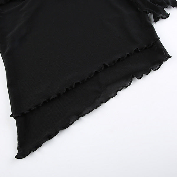 French hot girl flower ribbon mesh sexy backless suspender belt