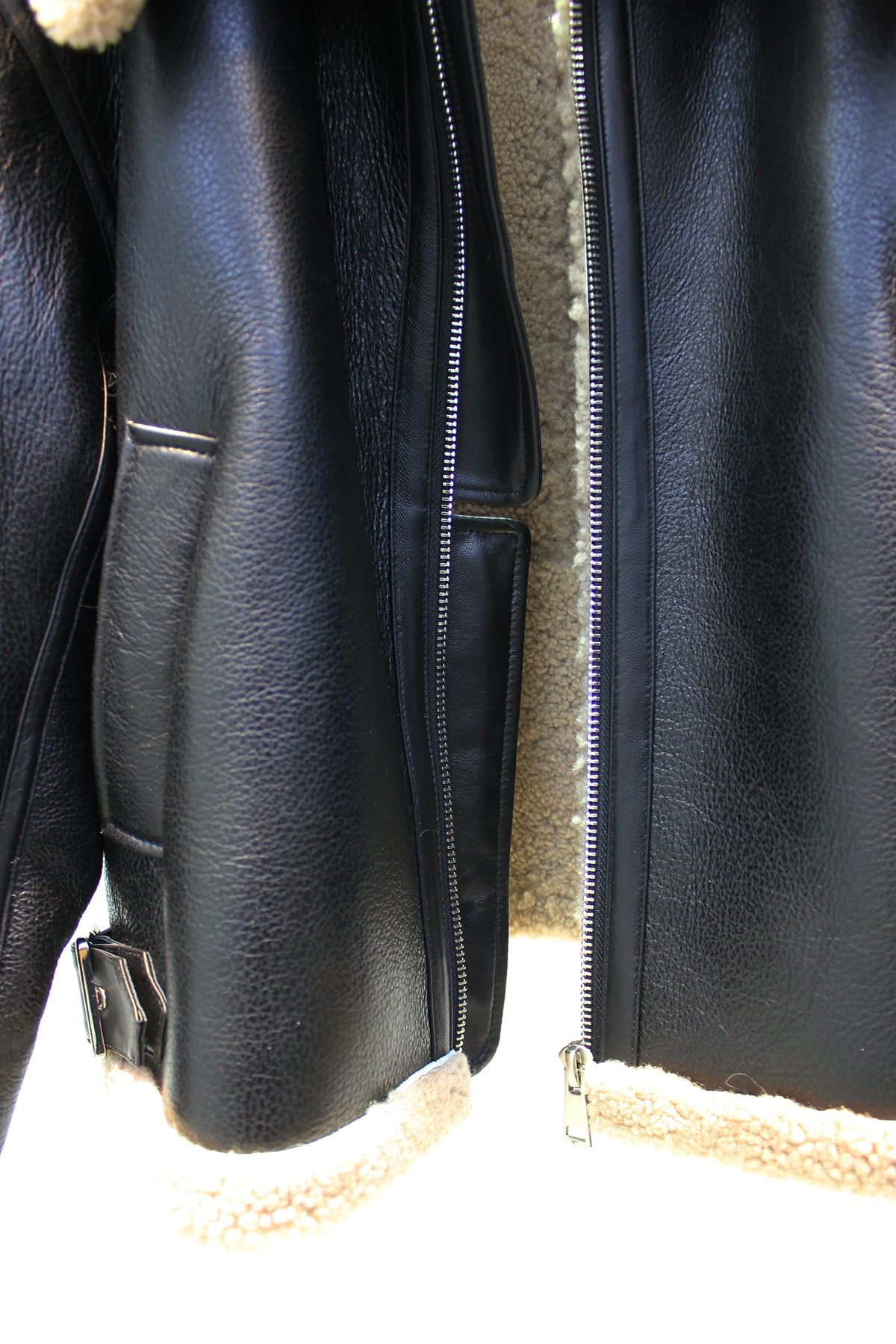 Original imported sheepskin all-in-one motorcycle short jacket