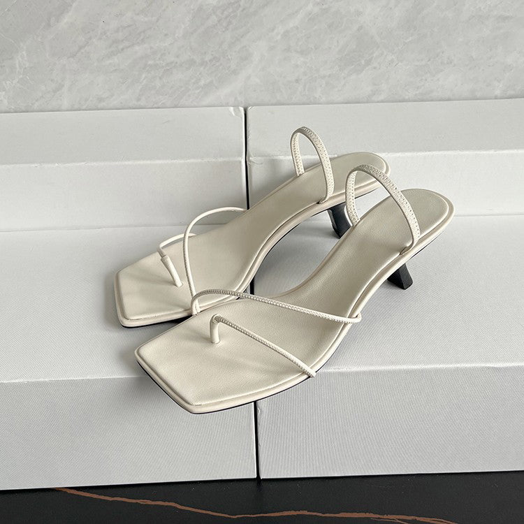 Square-toe thong sandals