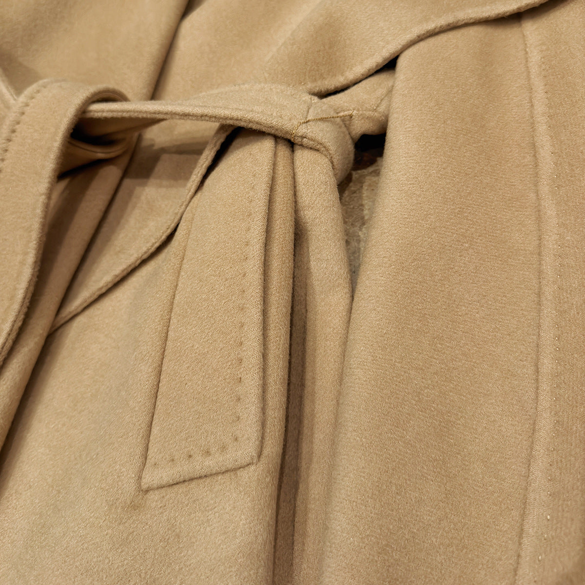 Double-faced lapel cashmere water ripple coat