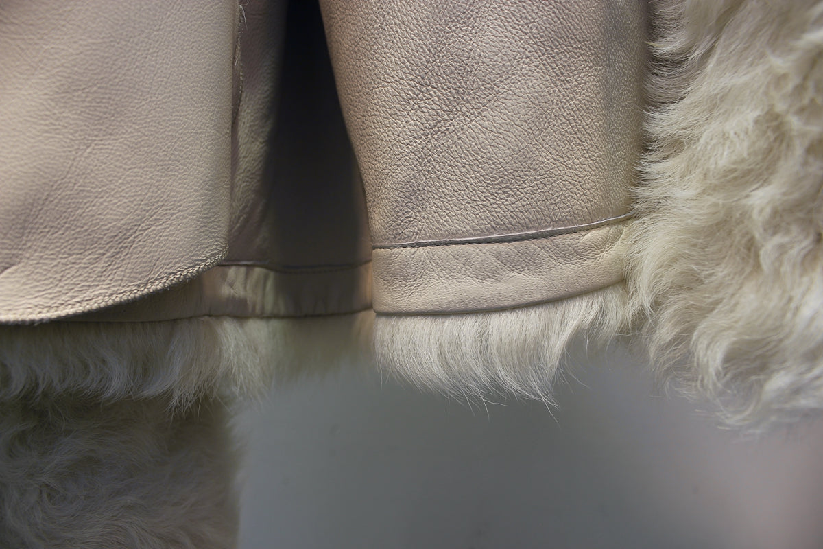 Spanish Tuscan sheepskin all-in-one simple short fur coat