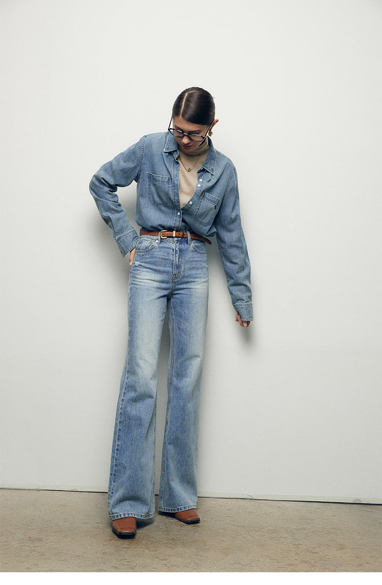 Lazy New Style "Nude" Soft Silo Slub Denim Shirt
