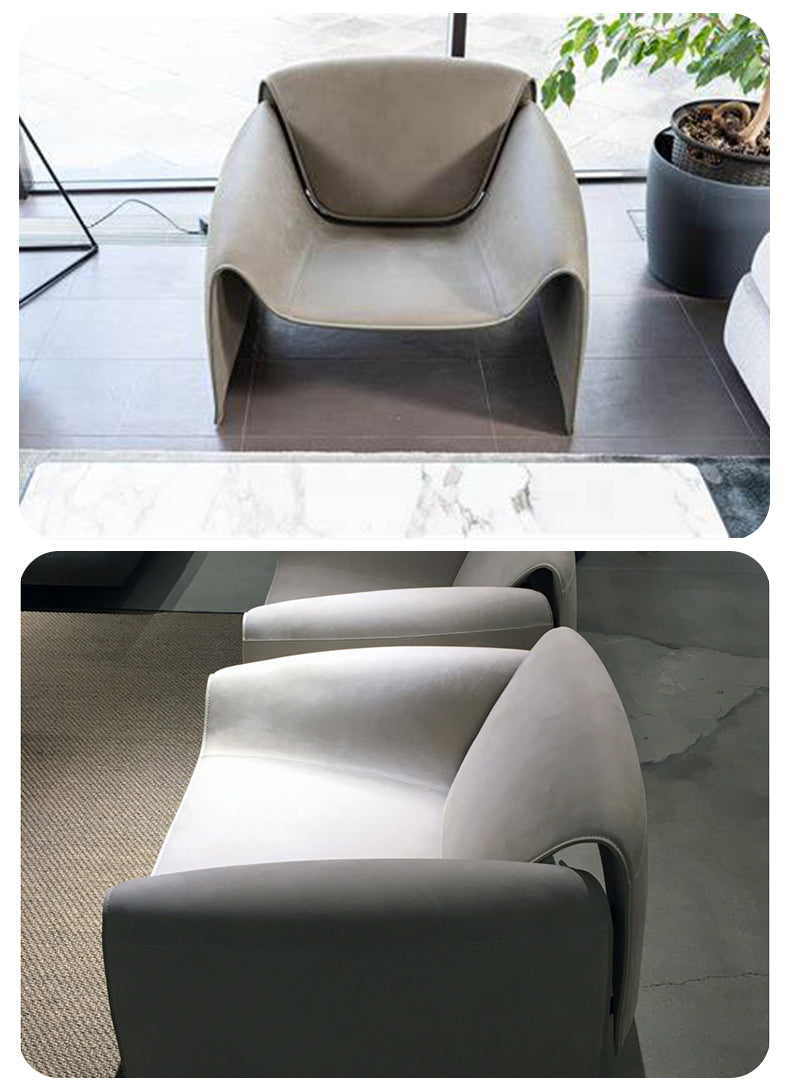 Single sofa full leather Italian minimalist living room LE CLUB crab armrest leisure chair lounge chair