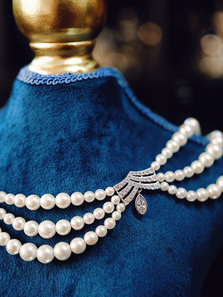 Layered Pearl Necklace Bridal Dress Accessories