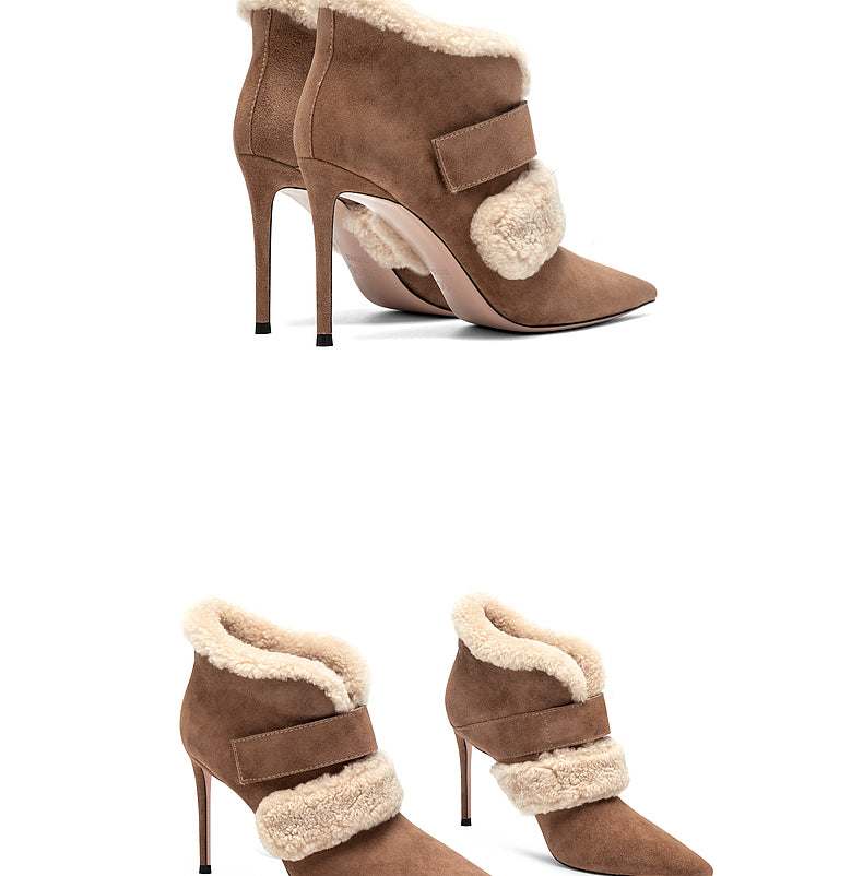 Wool fleece high heels