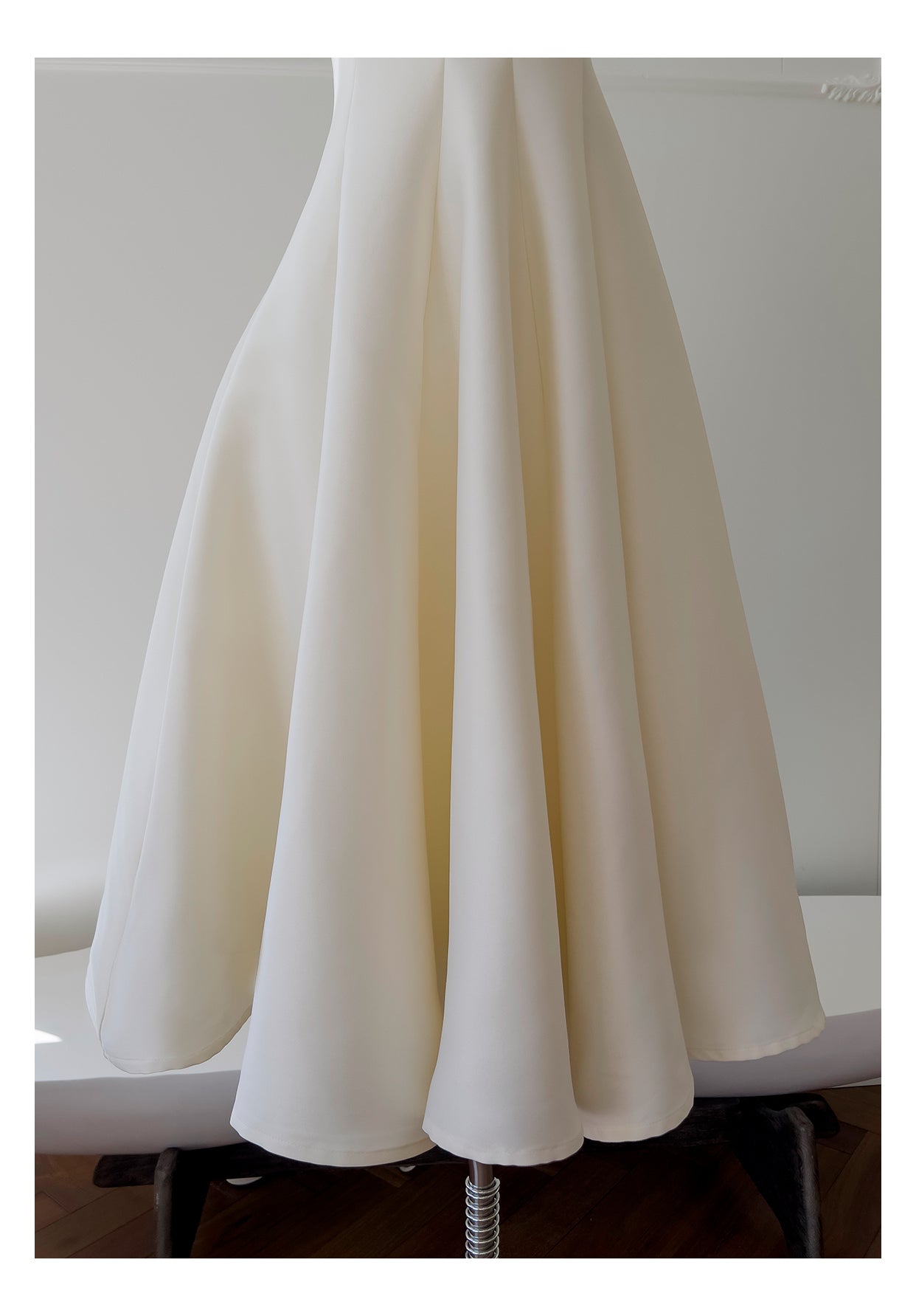 Off-white glossy satin slip dress