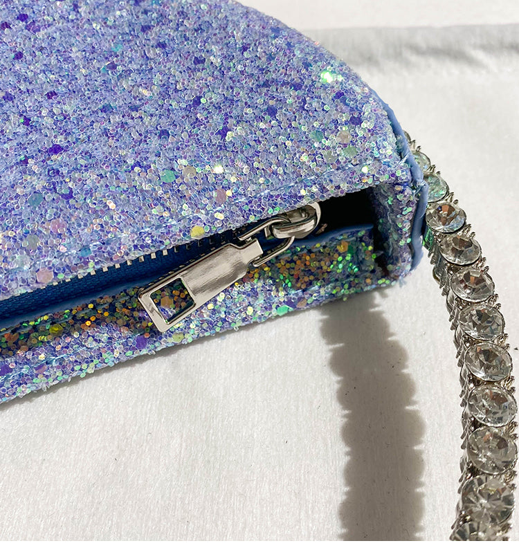 Stylish blue love bag rhinestone handbag