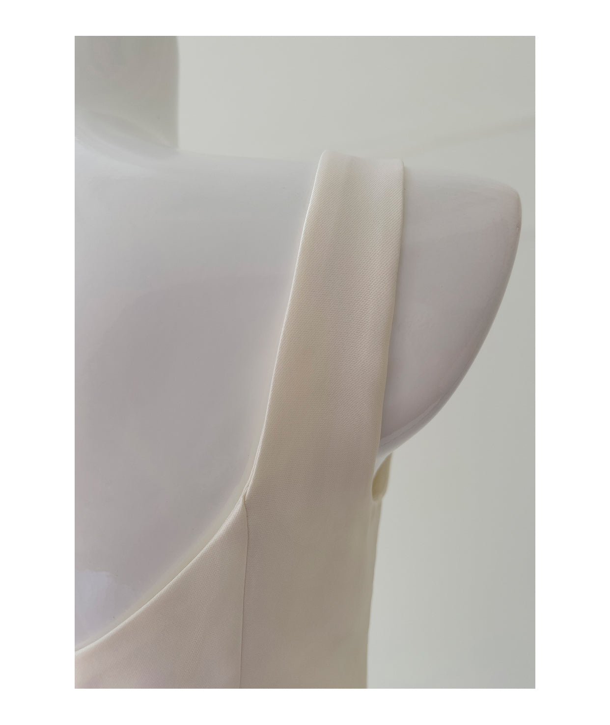 Off-white glossy satin slip dress