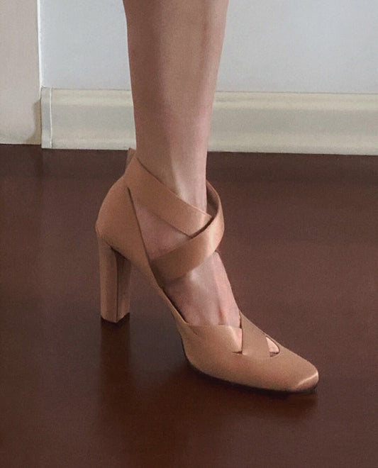 Satin square toe ballet pumps