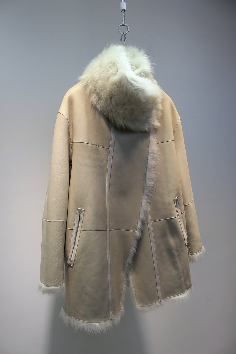 Tuscan fur one-piece temperament lapel reversible fur coat