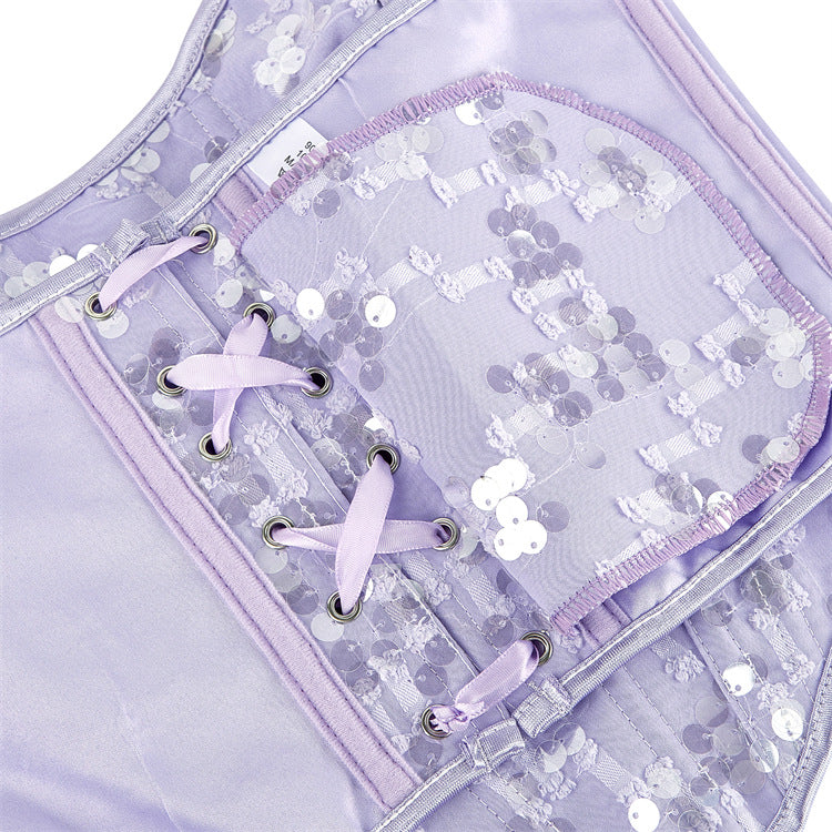 European and American niche sexy sequin fishbone slim suspender top