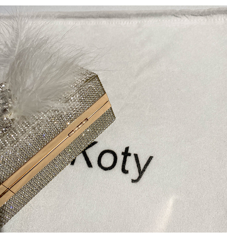 High-end heavy-duty diamond-encrusted pearl chain bag