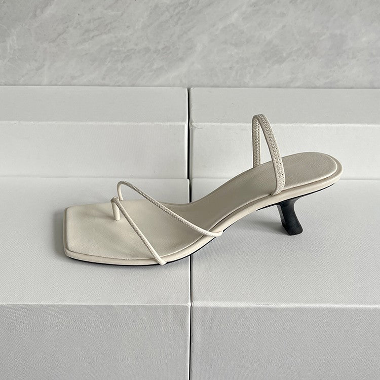 Square-toe thong sandals