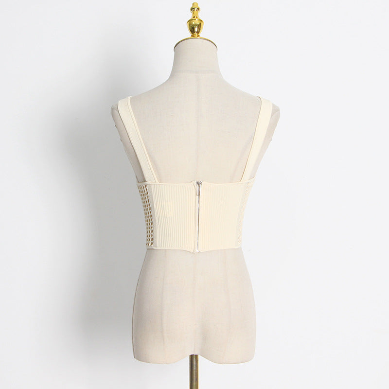 Fishbone corset sexy hollow handmade hook-knitted suspender belt