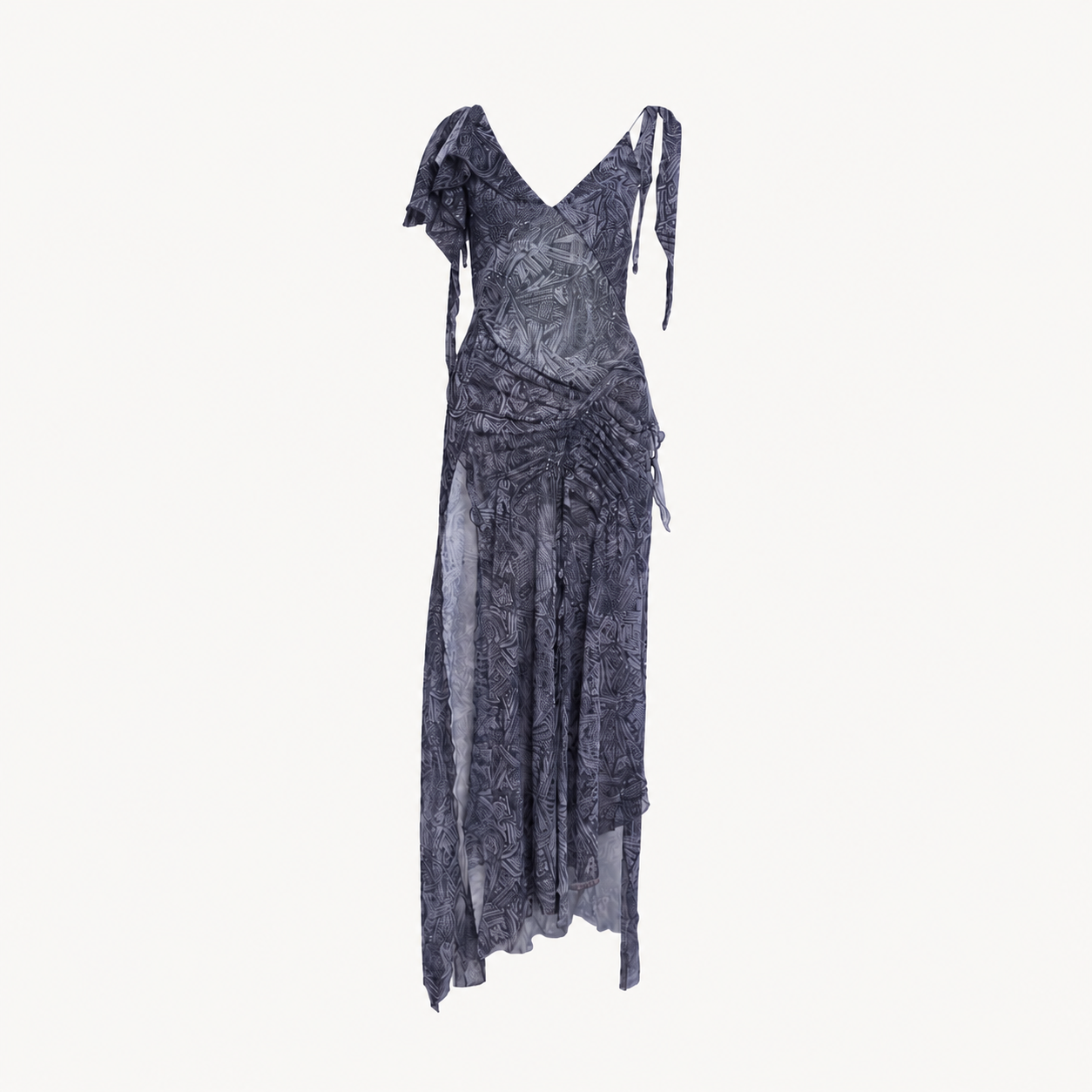 Midnight Ruffle Print Dress