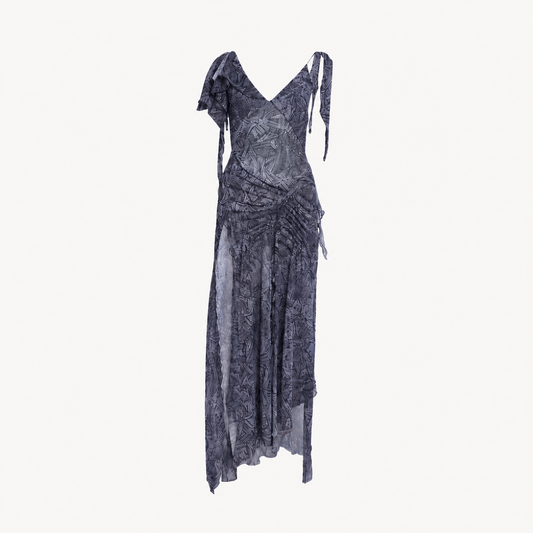 Midnight Ruffle Print Dress