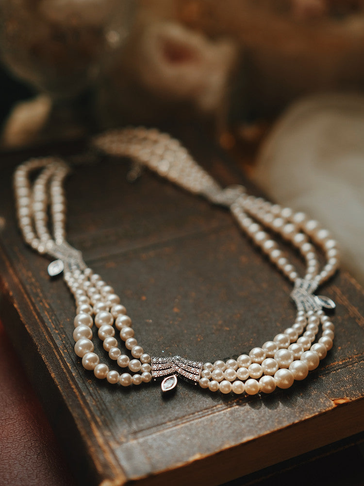 Layered Pearl Necklace Bridal Dress Accessories