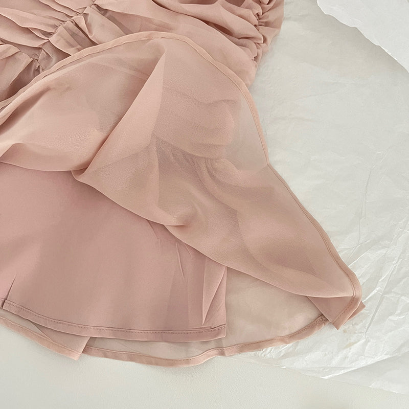 Chiffon design pleated waist slimming skirt
