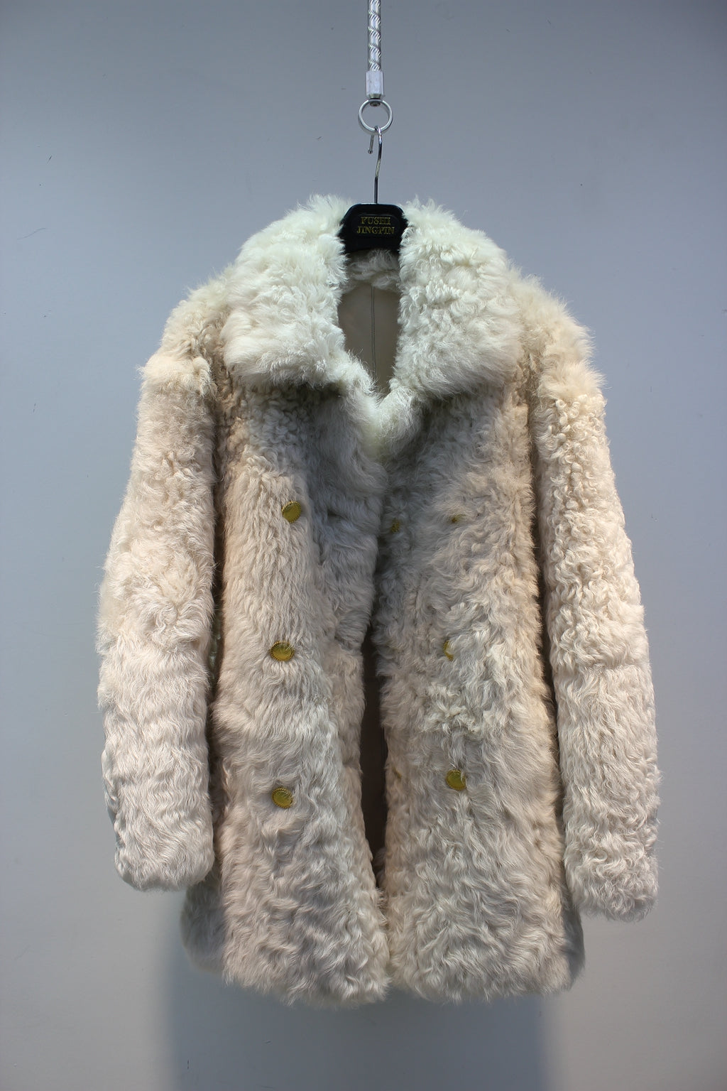 Tuscan sheepskin mid-length fur coat with one lapel