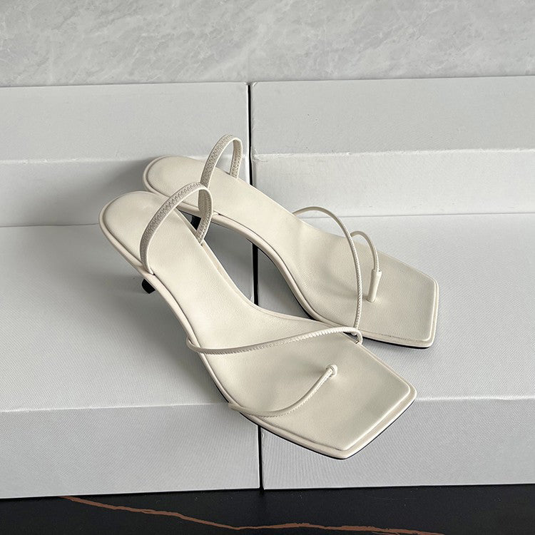 Square-toe thong sandals