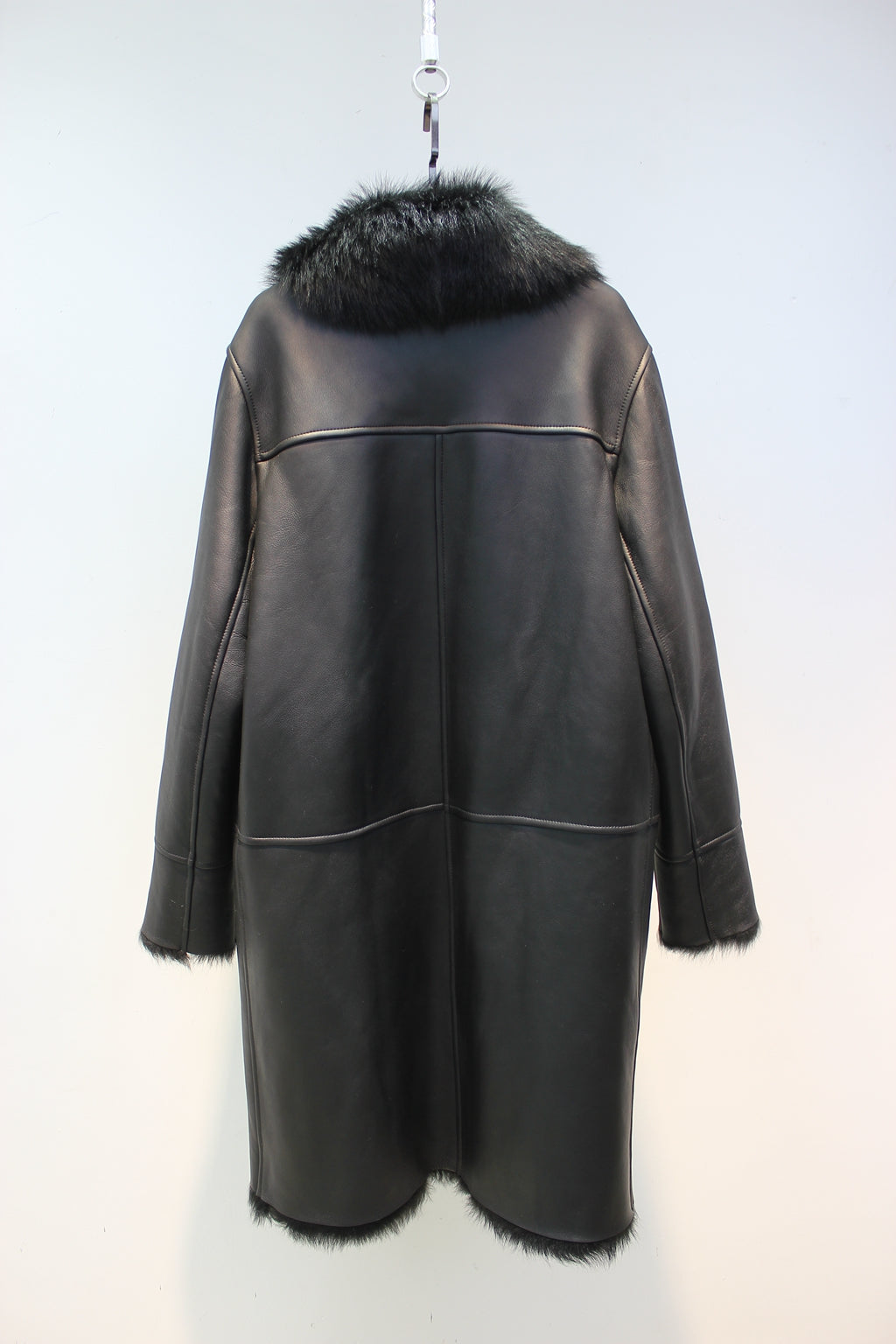 Imported Tuscan sheepskin one-piece casual double-breasted fur coat