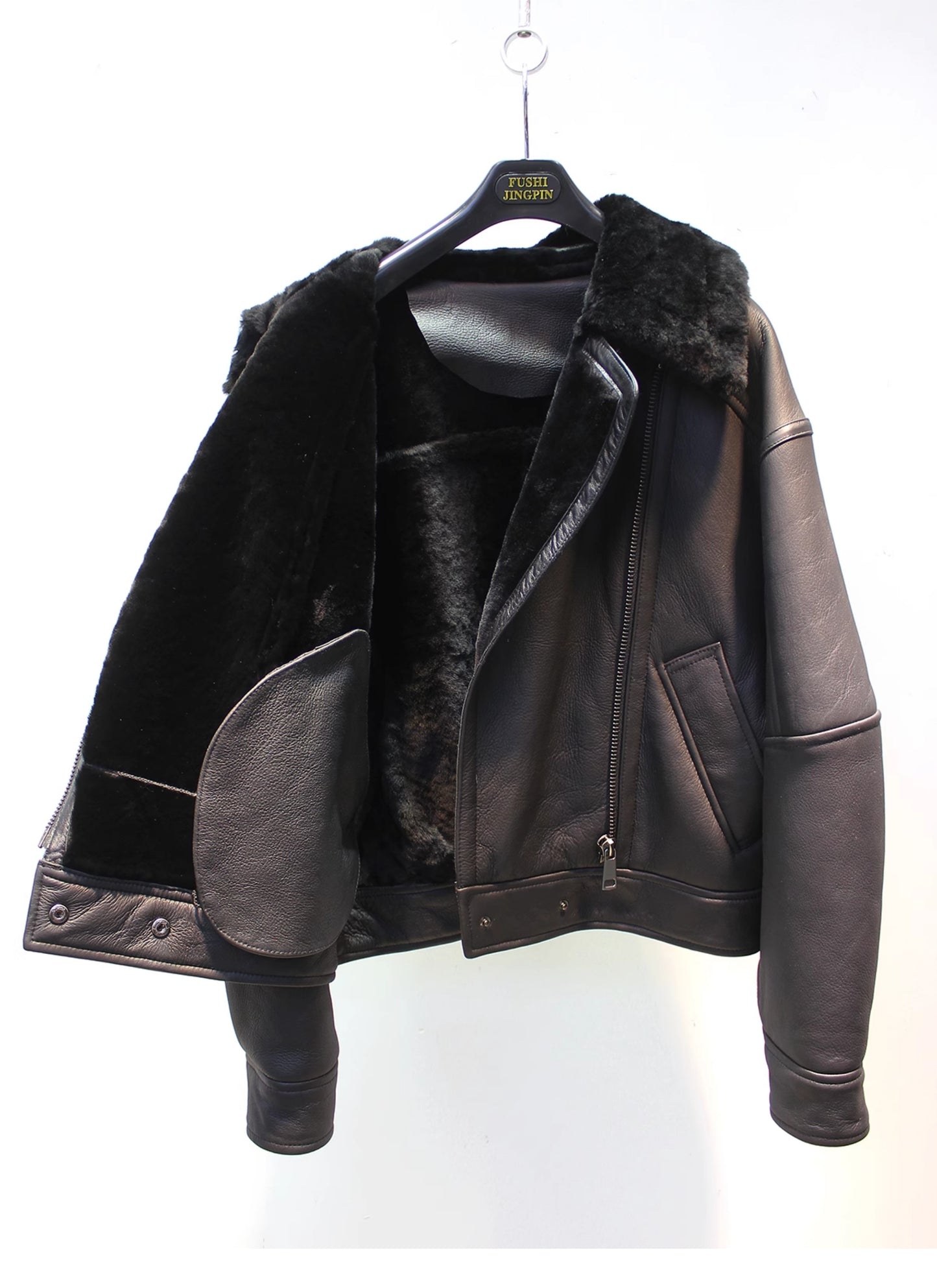 Shearling Fur Biker Jacket