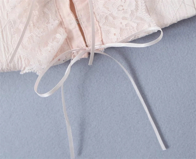 Pure Desire Lace Ruffled Halter Neck Fishbone Suspender