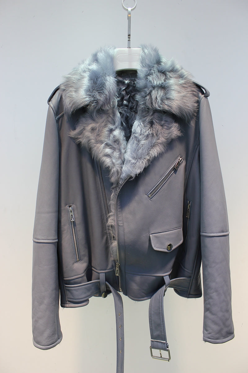 Soft and comfortable Xiaohu sheepskin all-in-one motorcycle fur jacket