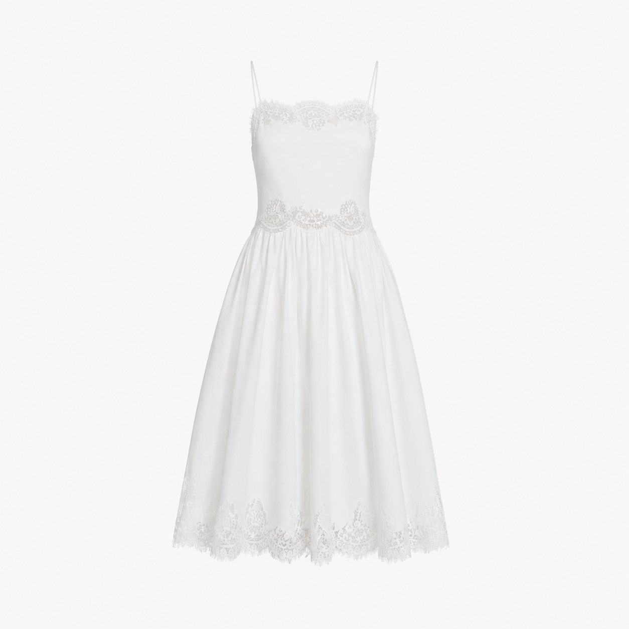 Lace Trim Strappy Midi Dress