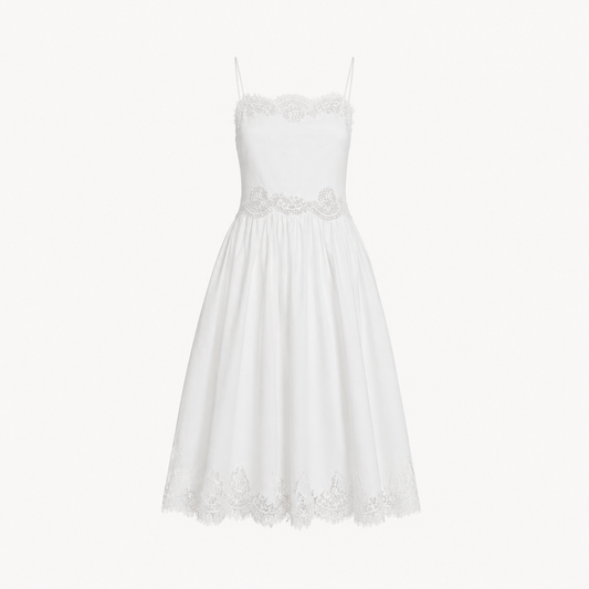 Lace Trim Strappy Midi Dress