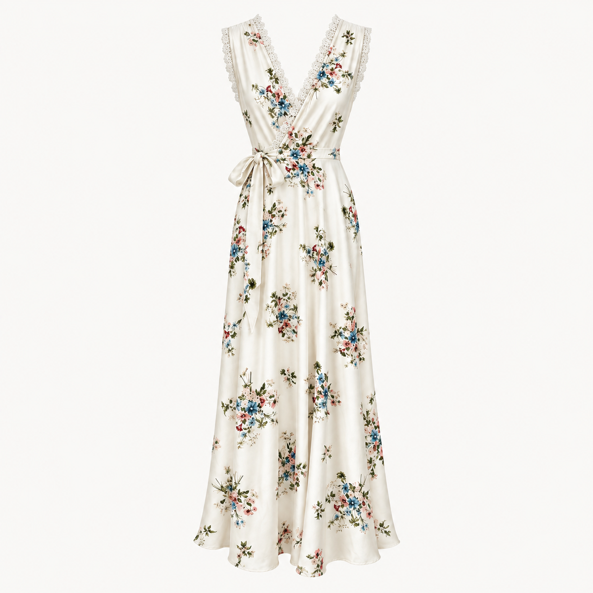 Meadow Bloom Mulberry Silk Maxi Dress