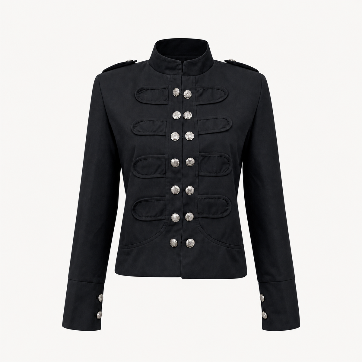 Military Button Jacket - Black