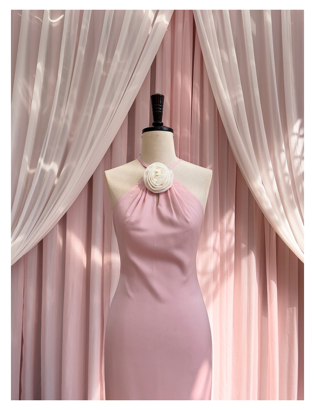 Backless Pink Party Dress Hip Satin Dress