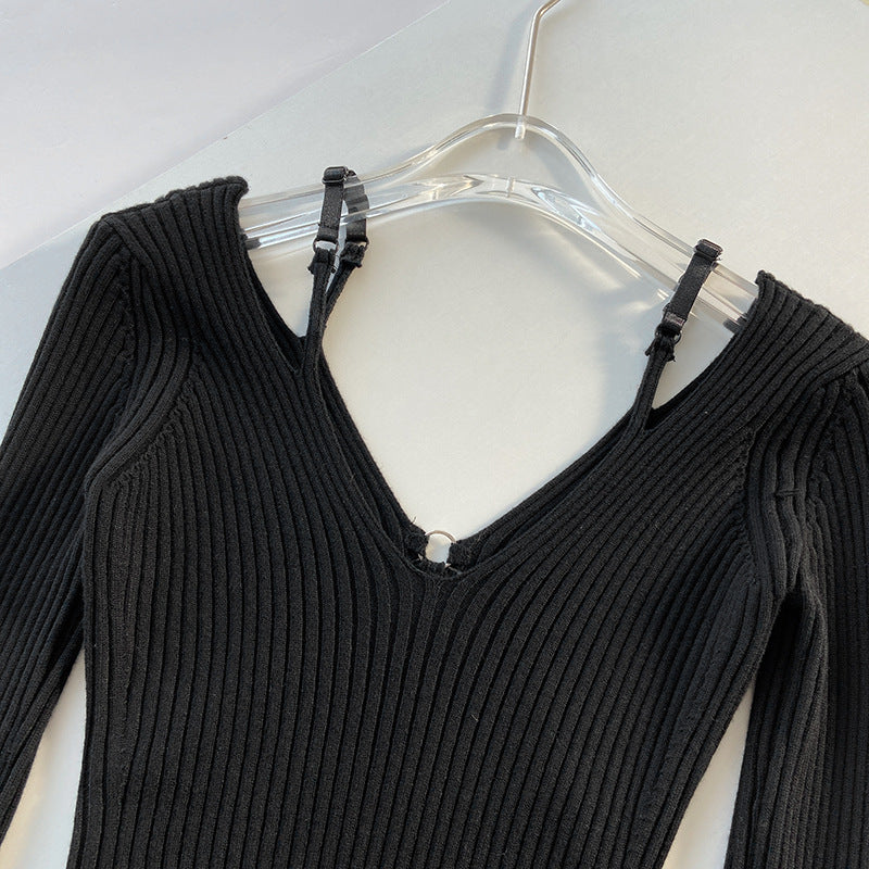 V-neck bottoming sweater
