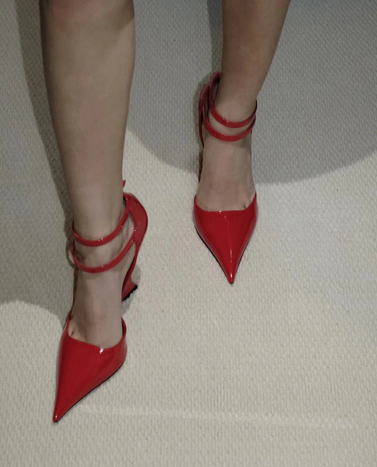 Extra long pointed toe shallow Mary Jane high heels