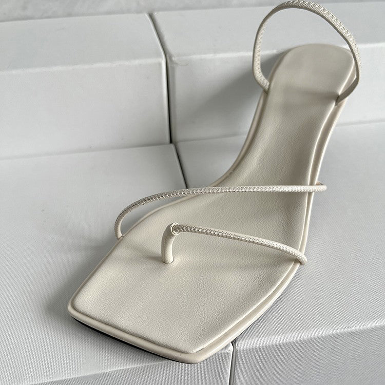 Square-toe thong sandals
